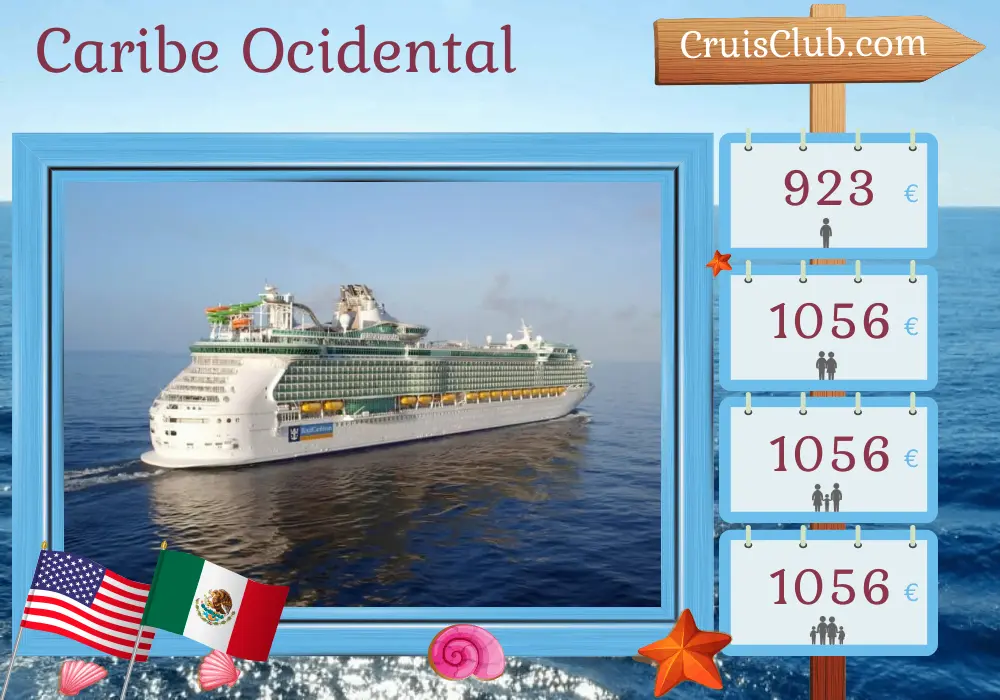 Cruzeiro no Caribe Ocidental a partir de Fort Lauderdale a bordo do navio Liberty of the Seas com visitas aos Estados Unidos e México por 6 dias