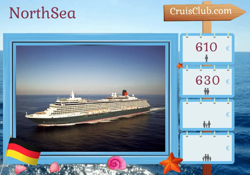 Kreuzfahrt in der Nordsee von Southampton nach Hamburg an Bord des Schiffes Queen Victoria mit Besuchen in Deutschland für 3 Tage