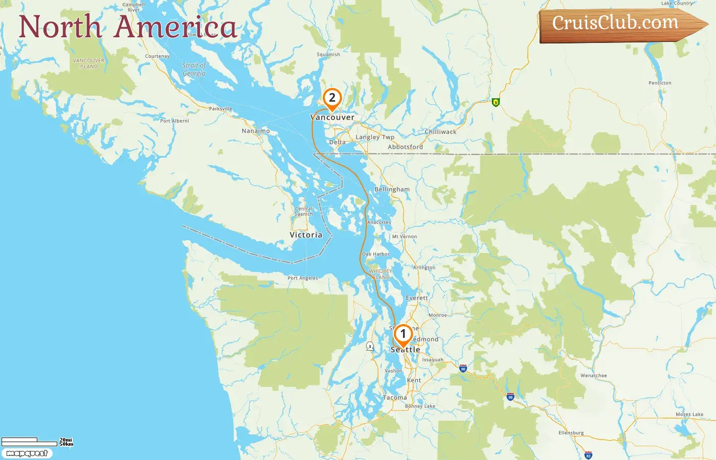 Kreuzfahrt in Nordamerika von Seattle nach Vancouver an Bord des Schiffes Westerdam mit Besuchen in den USA und Kanada für 2 Tage