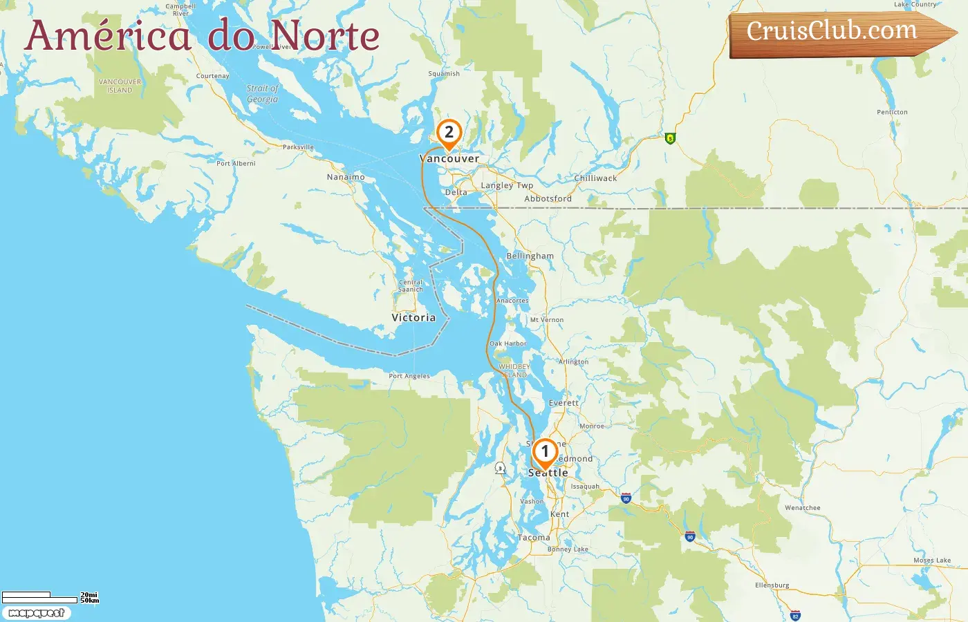 Cruzeiro na América do Norte de Seattle para Vancouver a bordo do navio Westerdam, com visitas aos EUA e ao Canadá por 2 dias