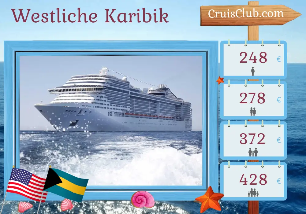 Kreuzfahrt in der westlichen Karibik ab Miami auf dem MSC Divina Schiff mit Besuchen in den USA und den Bahamas für 3 Tage