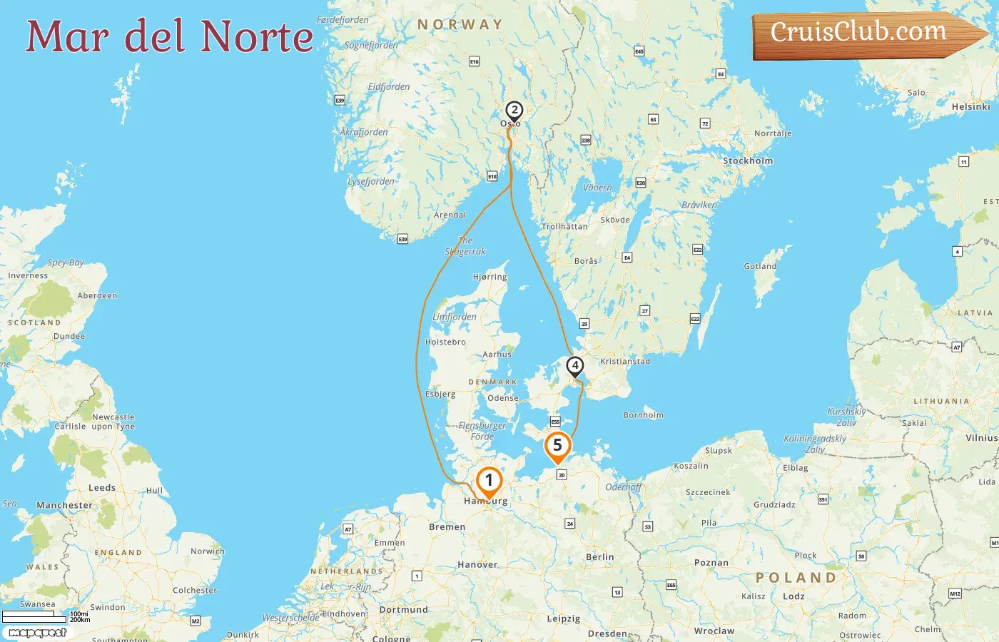 Crucero por el mar del Norte desde Hamburgo a Warnemünde a bordo del barco AIDAmar con visitas a Alemania, Noruega y Dinamarca durante 5 días
