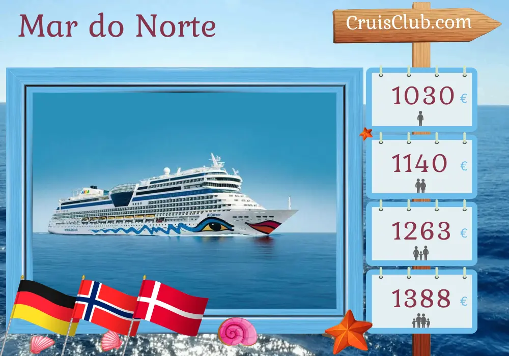 Cruzeiro no Mar do Norte de Hamburgo a Warnemünde a bordo do navio AIDAmar com visitas à Alemanha, Noruega e Dinamarca por 5 dias