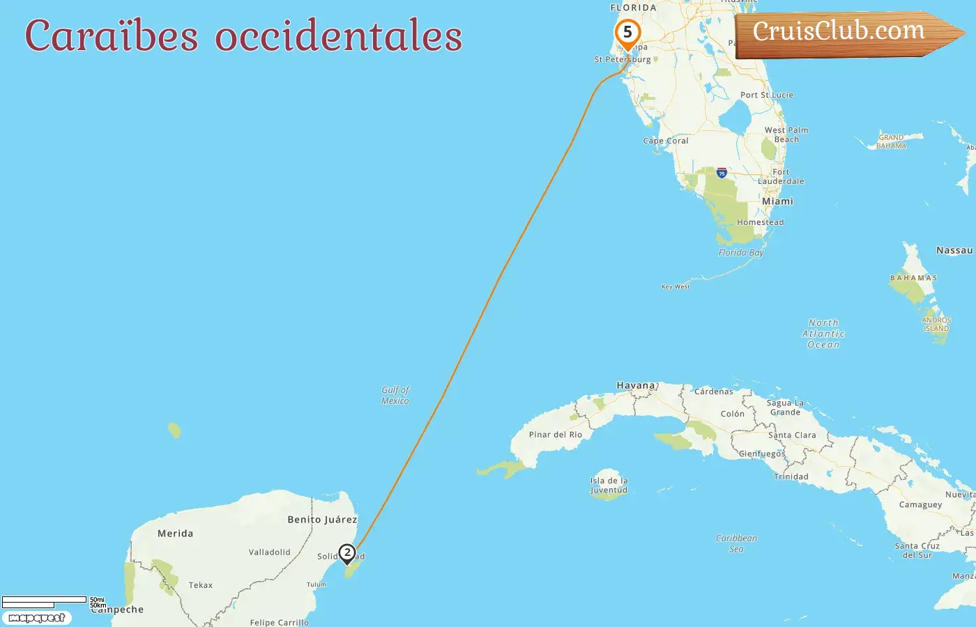 Croisière dans les Caraïbes occidentales au départ de Tampa à bord du navire Grandeur of the Seas avec des escales aux États-Unis et au Mexique pendant 5 jours