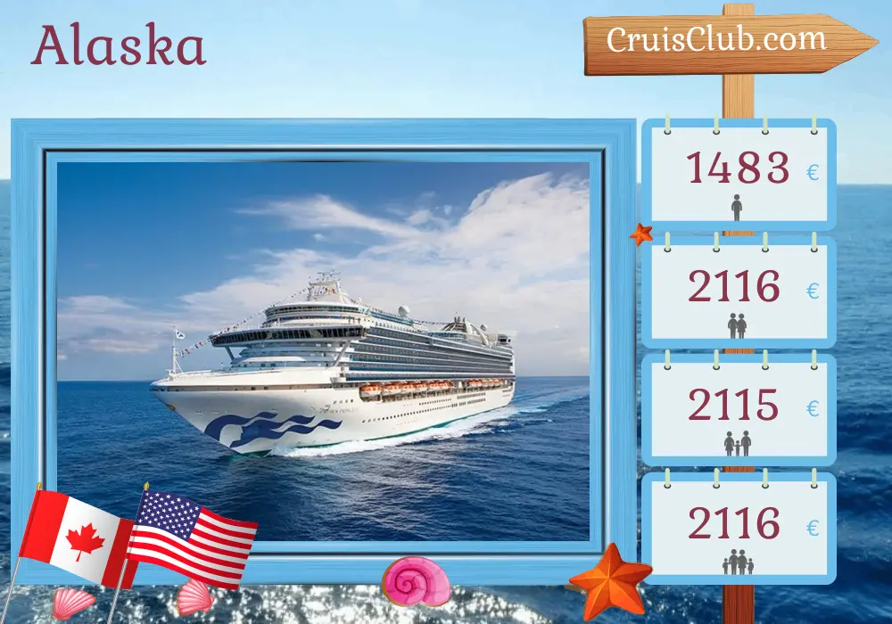 Kreuzfahrt in Alaska von Vancouver nach Anchorage an Bord des Schiffes Crown Princess mit Besuchen in Kanada und den USA für 8 Tage
