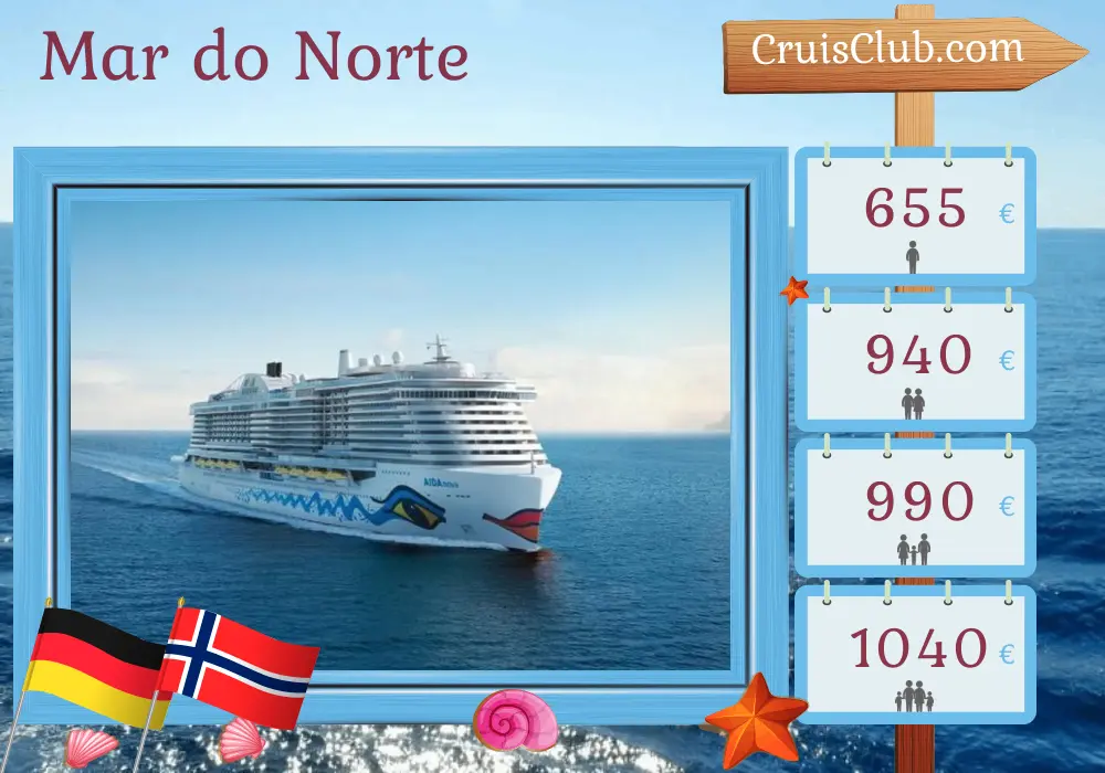 Cruzeiro no Mar do Norte a partir de Hamburgo a bordo do navio AIDAnova com visitas à Alemanha e Noruega por 5 dias