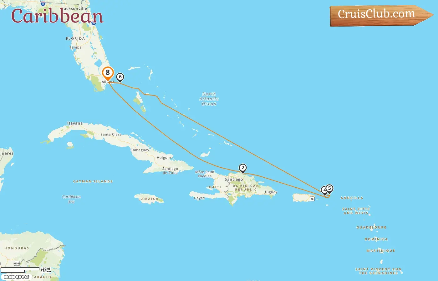 Caribbean Cruise from Miami: Norwegian Breakaway with stops in USA, Dominican Republic, British Virgin Islands, and Bahamas – 8 days