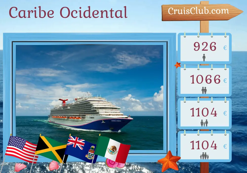 Cruzeiro no Caribe Ocidental a partir de Miami a bordo do navio Carnival Horizon com visitas aos EUA, Jamaica, Ilhas Cayman e México por 7 dias