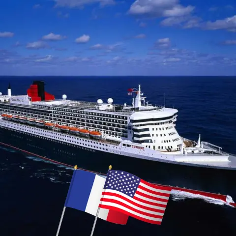 Cruzeiro no Transatlântico de Le Havre para Nova York a bordo do navio Queen Mary 2 com visitas à França e EUA por 8 dias