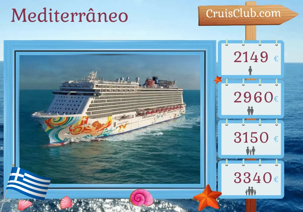 Cruzeiro no Mediterrâneo a partir de Pireu a bordo do navio Norwegian Getaway com visitas à Grécia e à Turquia por 10 dias