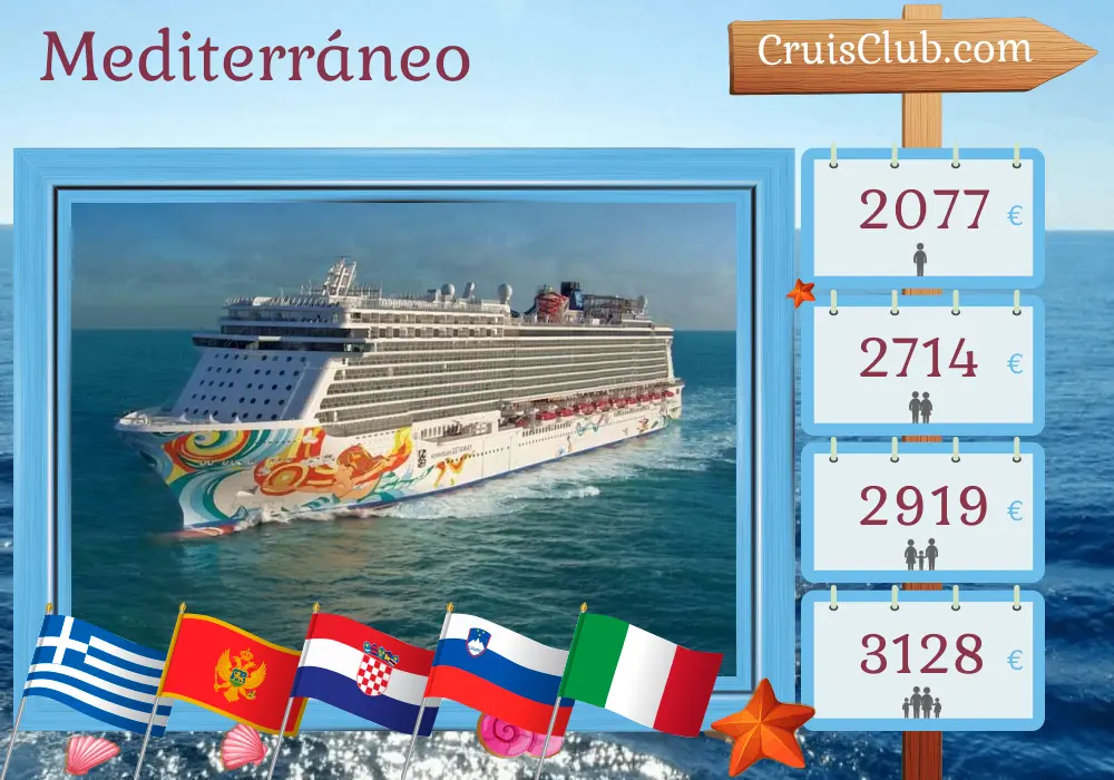 Crucero por el Mediterráneo desde Estambul a Trieste a bordo del barco Norwegian Getaway con visitas a Turquía, Grecia, Montenegro, Croacia, Eslovenia e Italia durante 11 días