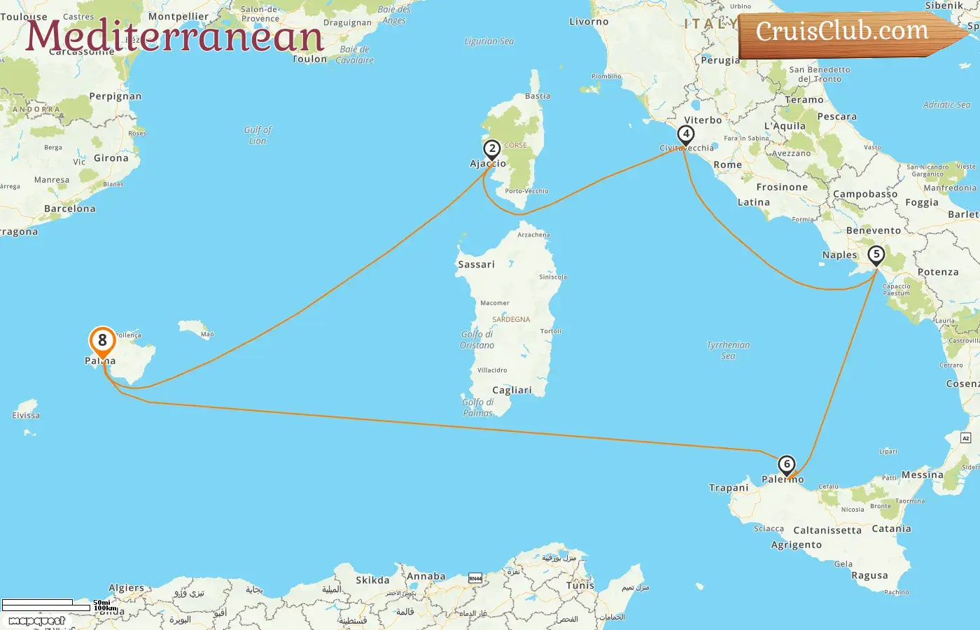 Mediterranean cruise from Palma aboard Mein Schiff 2 with visits to Spain, France, and Italy for 8 days