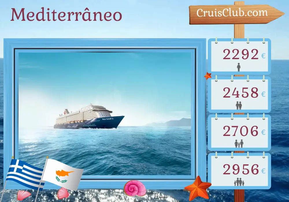 Cruzeiro no Mediterrâneo a partir de Heraklion a bordo do navio Mein Schiff 5 com visitas à Grécia, Chipre e Turquia por 8 dias