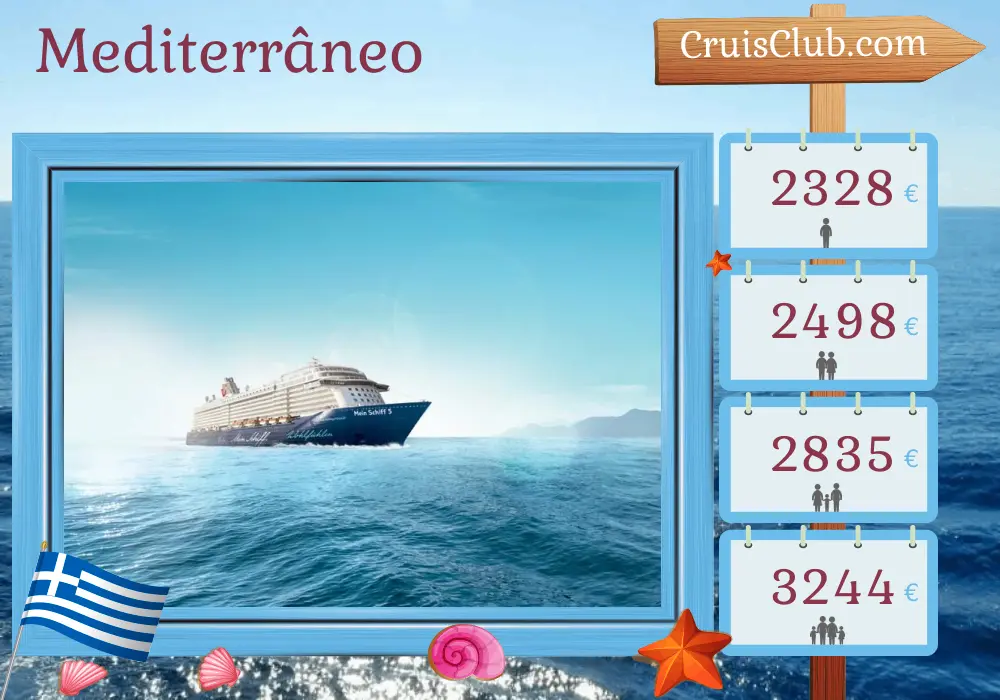 Cruzeiro no Mediterrâneo a partir de Heraklion a bordo do navio Mein Schiff 5 com visitas à Grécia e Turquia por 8 dias