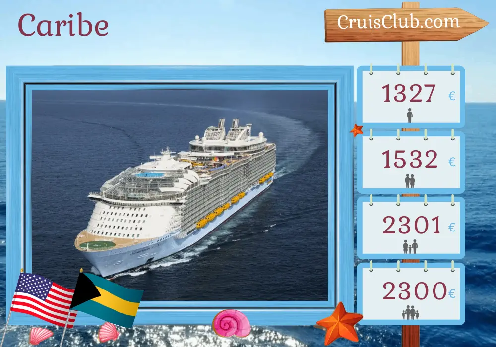 Cruzeiro no Caribe a partir de Cape Liberty / Nova York a bordo do navio Symphony of the Seas com visitas aos EUA e Bahamas por 8 dias