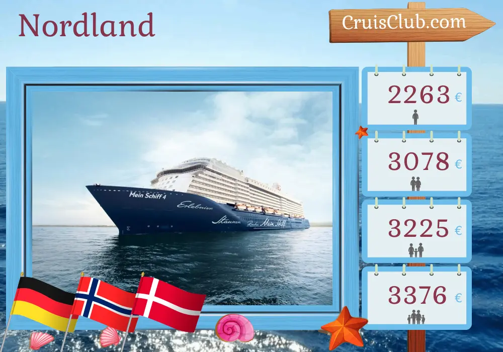 Crucero en el norte de Alemania desde Bremerhaven a bordo del barco Mein Schiff 4 con visitas a Alemania, Noruega y Dinamarca durante 9 días