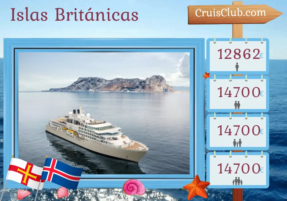 Crucero por las Islas Británicas desde Portsmouth a Reykjavik a bordo del barco Silver Endeavour con visitas a Guernsey, Isla de Man e Islandia durante 15 días