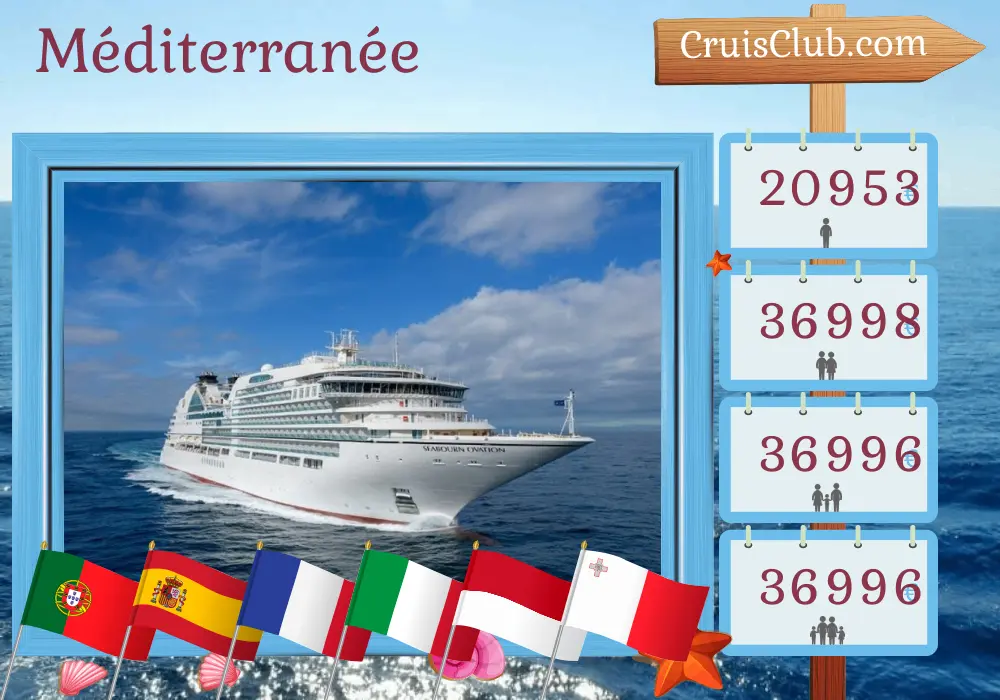 Croisière en Méditerranée de Lisbonne à Civitavecchia à bord du navire Seabourn Ovation avec des visites au Portugal, en Espagne, en France, en Italie, à Monaco et à Malte pendant 31 jours