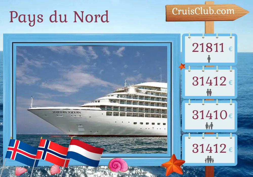 Croisière dans le Nordland depuis Dover à bord du navire Seabourn Sojourn avec des visites à l`île de Man, en Islande, en Norvège et aux Pays-Bas pendant 29 jours