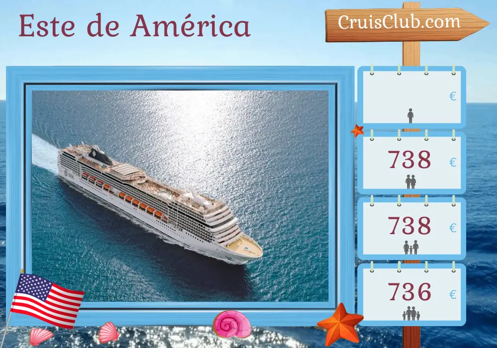 Crucero por el Este de América desde Miami a bordo del MSC Magnifica con visitas a Estados Unidos y Bahamas durante 5 días