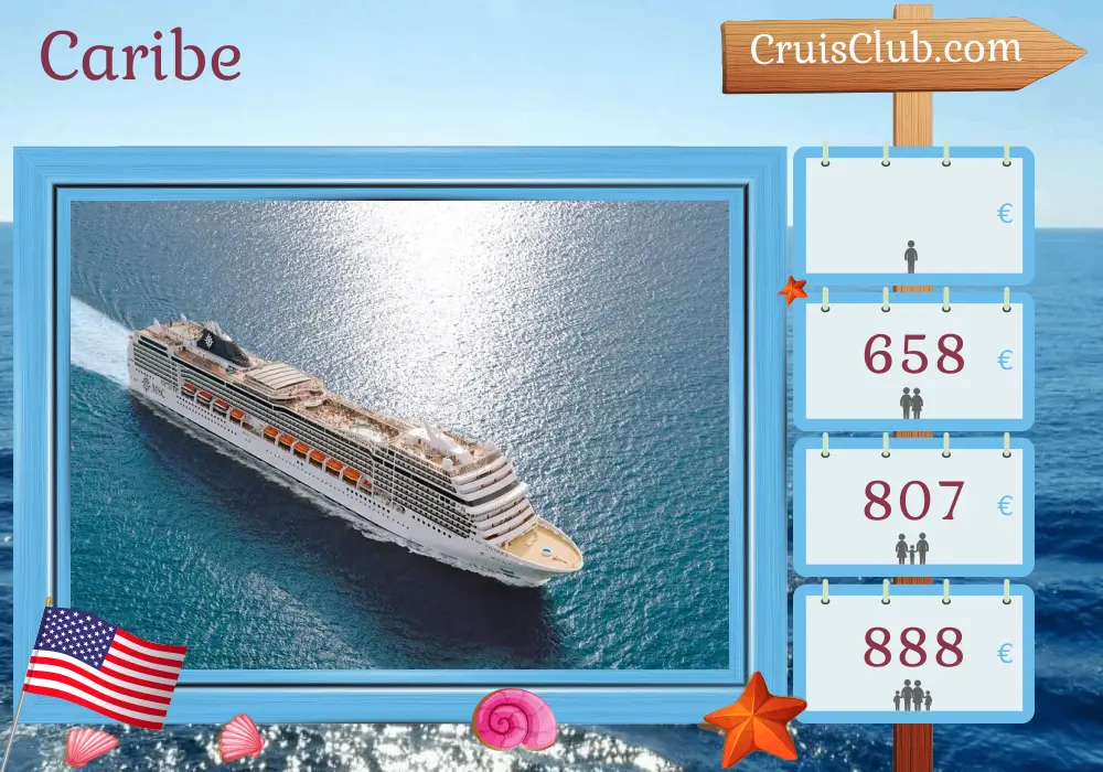 Cruzeiro no Caribe a partir de Miami a bordo do navio MSC Magnifica com visitas aos Estados Unidos e Bahamas por 5 dias