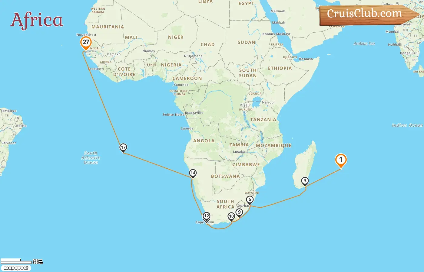 Amadea Cruise: Africa from Port Louis to Banjul