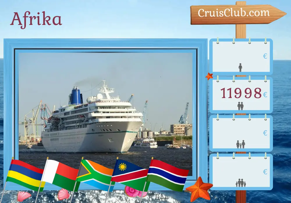 Kreuzfahrt in Afrika von Port Louis nach Banjul an Bord des Schiffes Amadea mit Besuchen auf Mauritius, Madagaskar, Südafrika, Namibia und Gambia für 27 Tage