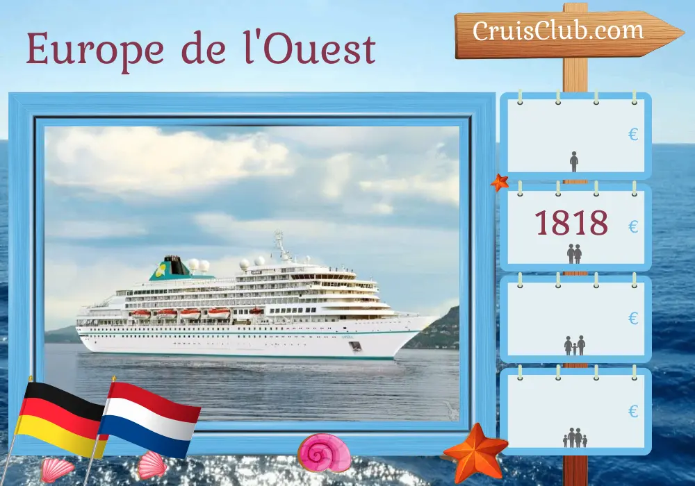 Croisière en Europe de l`Ouest à partir de Bremerhaven à bord du navire Amera avec des visites en Allemagne et aux Pays-Bas pendant 4 jours