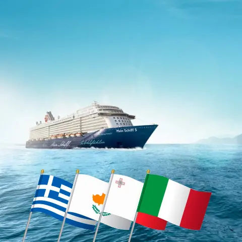 Cruzeiro no Mediterrâneo a partir de Heraklion a bordo do navio Mein Schiff 5 com visitas a Grécia, Chipre, Turquia, Malta e Itália por 15 dias