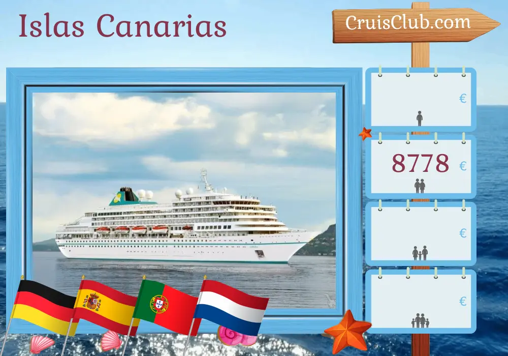 Crucero por las Islas Canarias desde Bremerhaven a bordo del barco Amera con visitas a Alemania, Guernsey, España, Portugal y Países Bajos durante 22 días