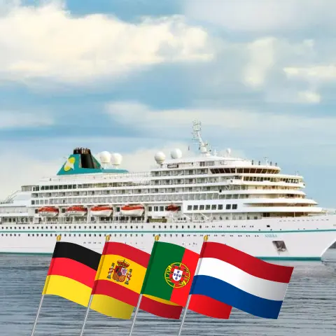 Crucero por las Islas Canarias desde Bremerhaven a bordo del barco Amera con visitas a Alemania, Guernsey, España, Portugal y Países Bajos durante 22 días