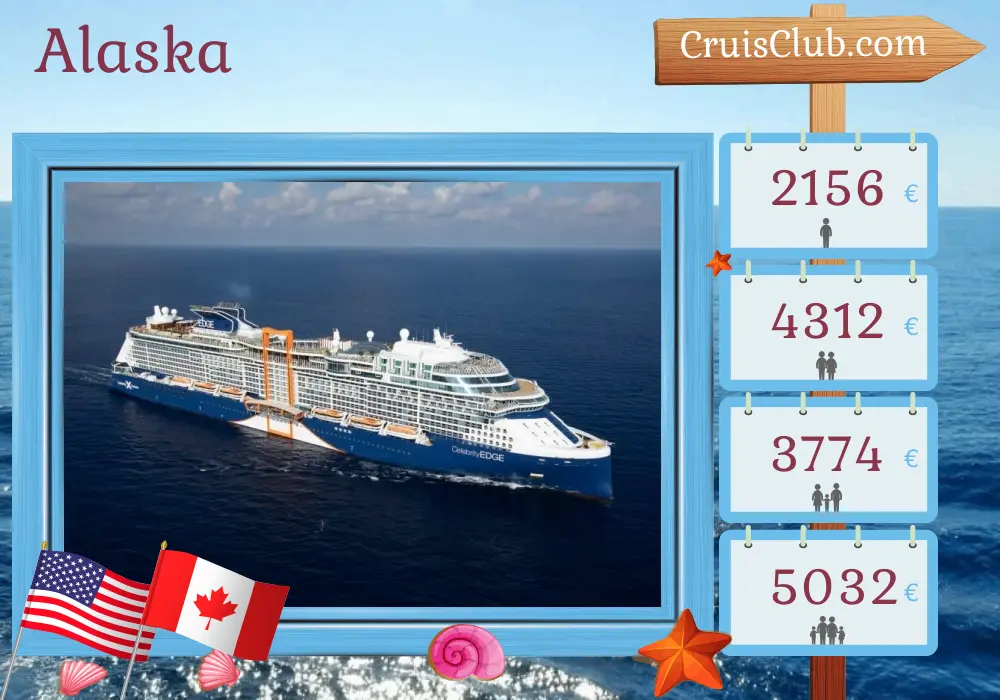 Crucero en Alaska desde Seattle a bordo del barco Celebrity Edge con visitas a EE. UU. y Canadá por 8 días