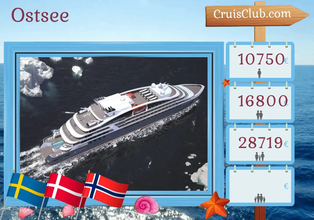 Kreuzfahrt in der Ostsee von Stockholm nach Rosyth an Bord des Schiffs Le Dumont d`Urville mit Besuchen in Schweden, Dänemark und Norwegen für 12 Tage