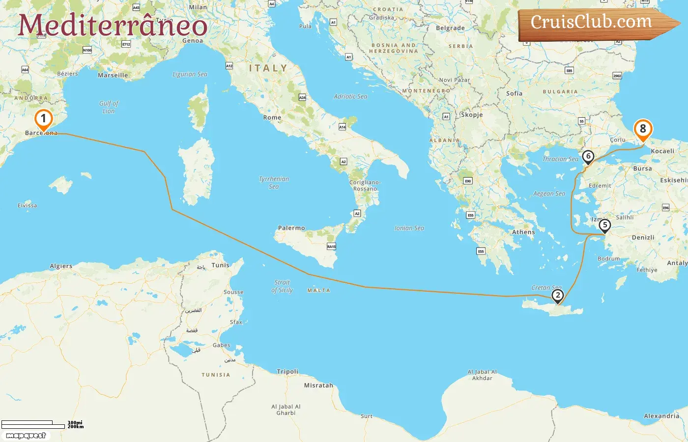 Cruzeiro no Mediterrâneo de Barcelona a Istambul a bordo do navio Queen Victoria com visitas à Espanha, Grécia e Turquia por 8 dias