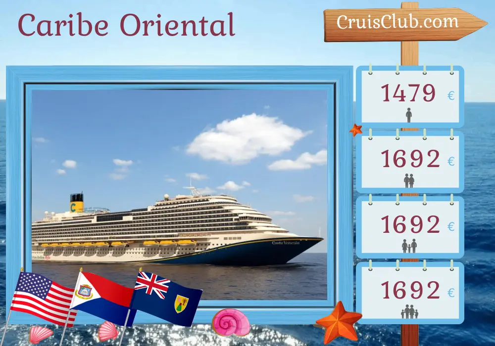 Crucero por el este del Caribe desde Nueva York a bordo del barco Carnival Venezia con visitas a Estados Unidos, Puerto Rico y República Dominicana durante 12 días