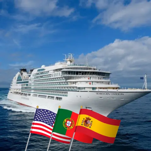 Crucero en el Transatlántico desde Miami a Lisboa a bordo del barco Seabourn Ovation con visitas a Estados Unidos, Portugal, Marruecos y España durante 25 días