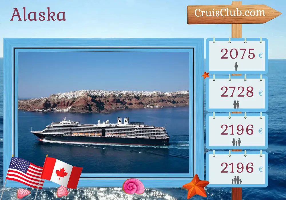 Cruise in the Alaska from Seattle aboard Westerdam ship with visits to USA and Canada for 8 days