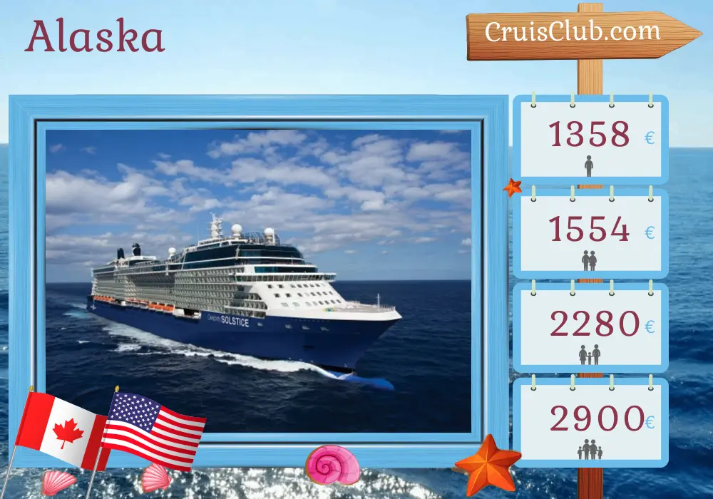 Cruise in the Alaska from Vancouver aboard Celebrity Solstice ship with visits to Canada and USA for 8 days