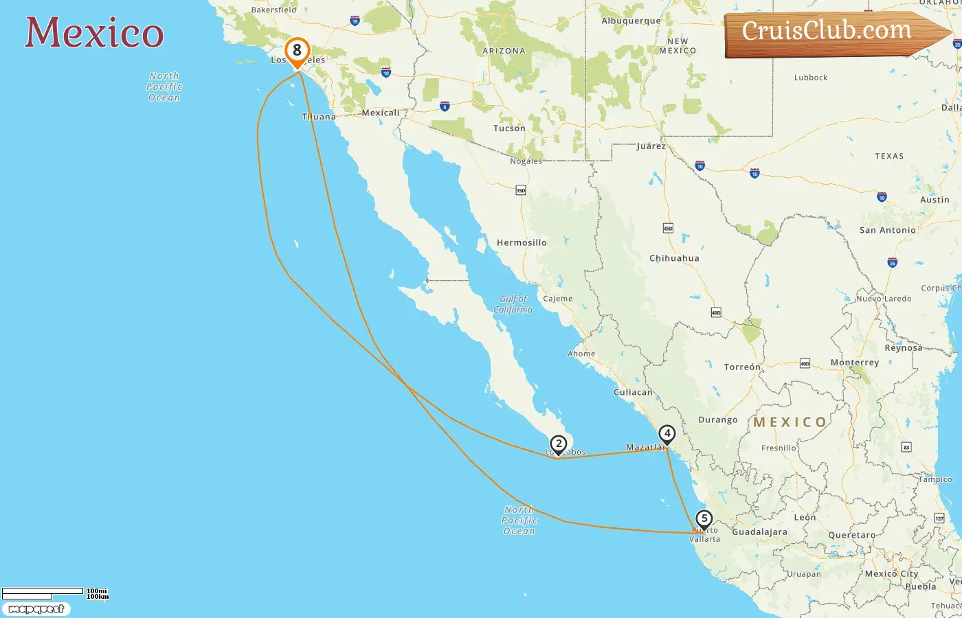 Cruise in Mexico: Los Angeles to Navigator of the Seas with stops in the USA and Mexico for 8 days