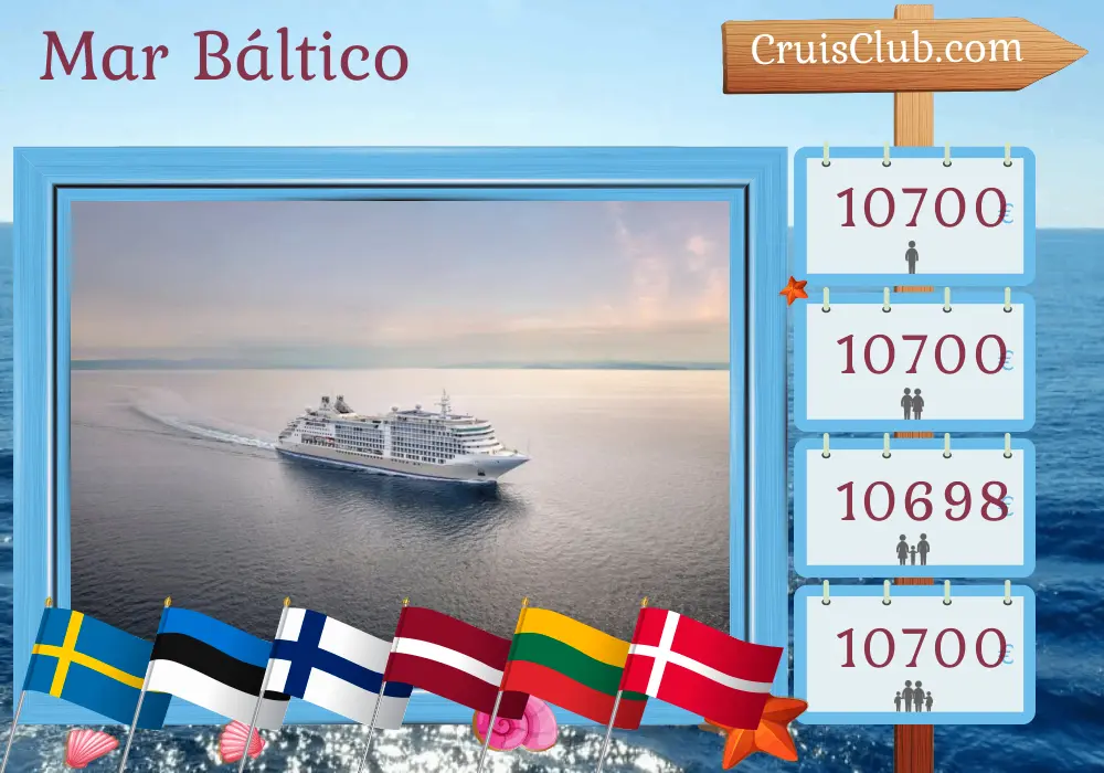 Crucero en el Mar Báltico desde Estocolmo a Copenhague a bordo del barco Silver Dawn con visitas a Suecia, Estonia, Finlandia, Letonia, Lituania, Polonia y Dinamarca durante 8 días