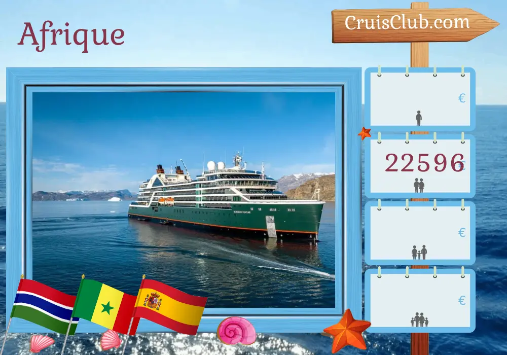 Croisière en Afrique de la plage à Málaga à bord du navire Seabourn Venture avec des visites en Gambie, au Sénégal, au Maroc et en Espagne pendant 15 jours