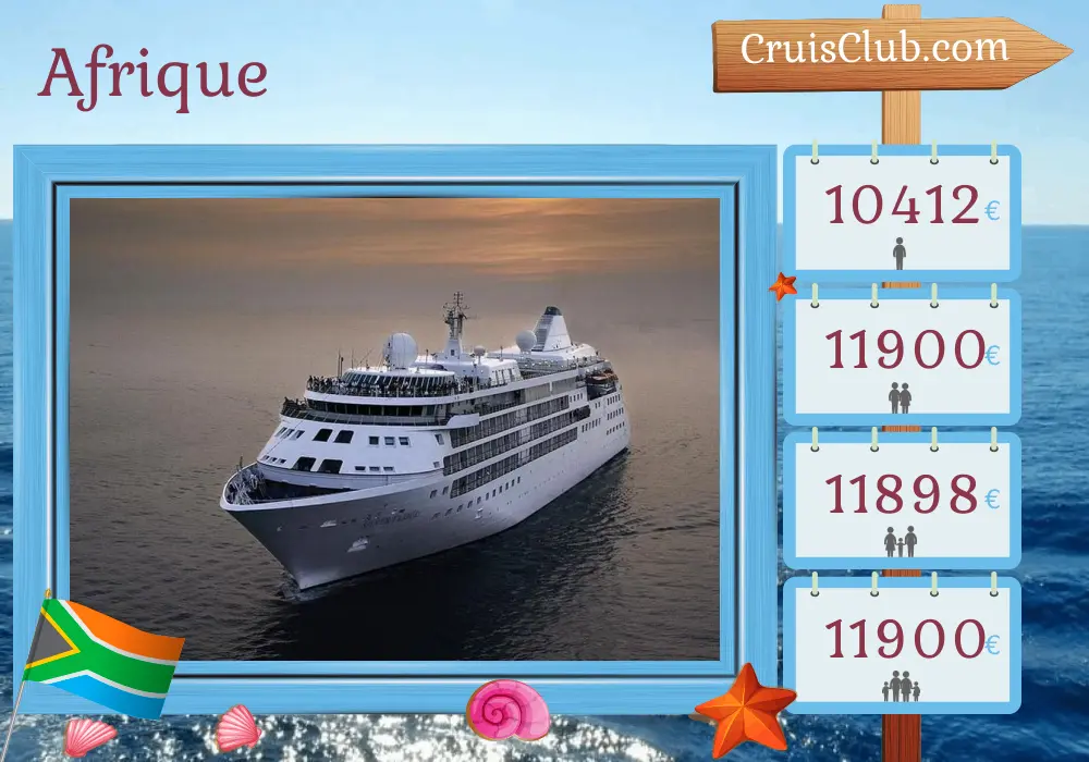 Croisière en Afrique de Port Elizabeth à Maputo à bord du navire Silver Cloud avec des visites en Afrique du Sud et au Mozambique pendant 13 jours