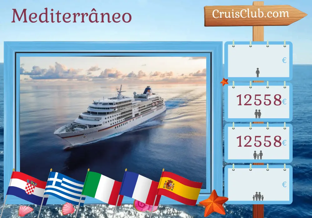 Cruzeiro no Mediterrâneo de Dubrovnik a Palma a bordo do navio MS EUROPA com visitas à Croácia, Grécia, Itália, França e Espanha por 13 dias