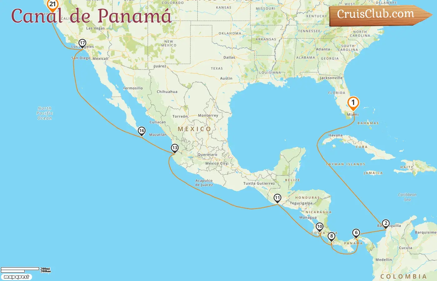 Crucero en el Canal de Panamá desde Fort Lauderdale a San Francisco a bordo del barco Silver Nova con visitas a Estados Unidos, Colombia, Panamá, Costa Rica, Guatemala y México durante 21 días