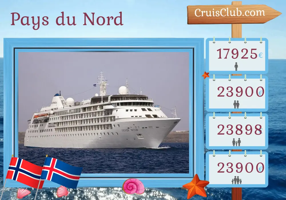 Croisière dans le nord du pays, de Longyearbyen à Reykjavik à bord du navire Silver Wind avec des visites en Norvège et en Islande pendant 13 jours