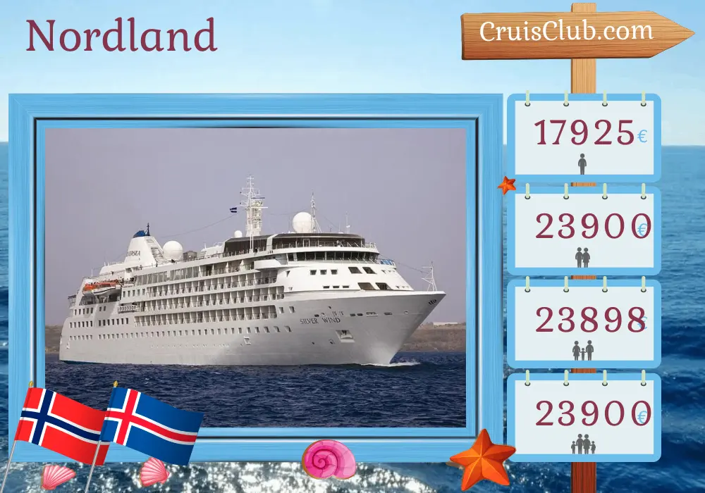 Cruzeiro no Nordeste de Longyearbyen a Reykjavik a bordo do navio Silver Wind com visitas à Noruega e Islândia por 13 dias