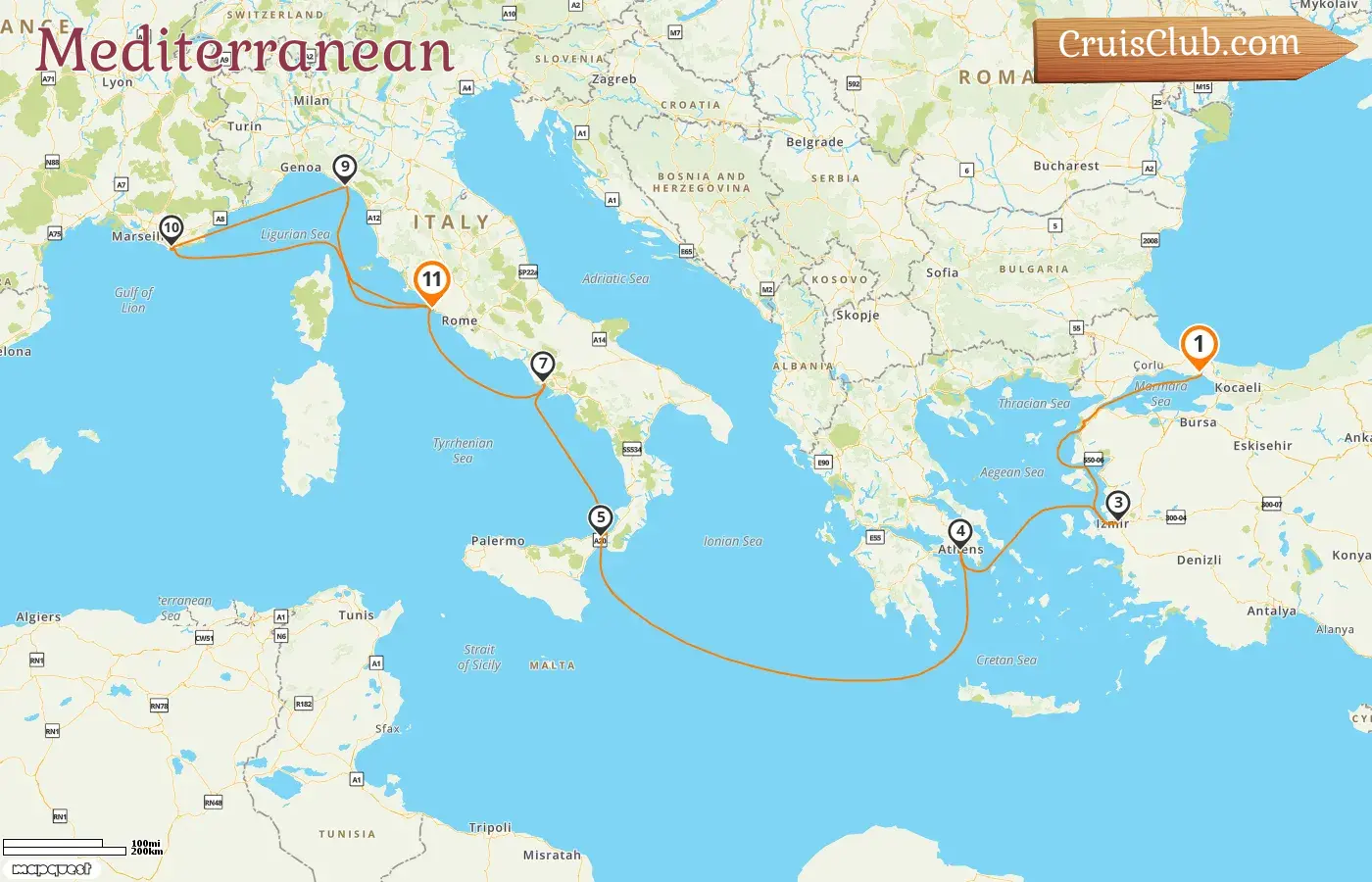 Mediterranean Cruise from Istanbul to Civitavecchia