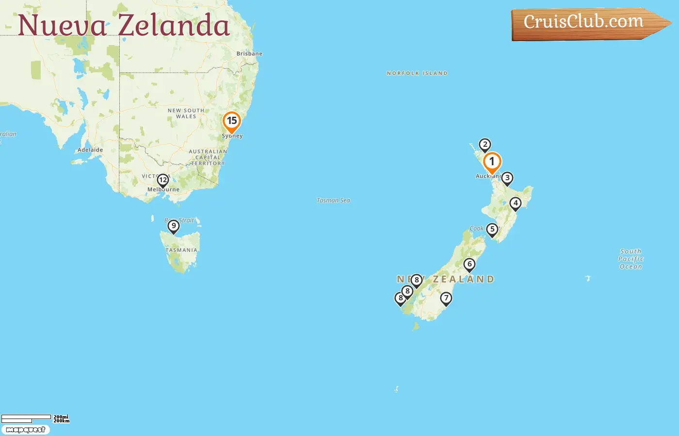 Crucero por Nueva Zelanda desde Auckland a Sídney a bordo del barco Seven Seas Explorer con visitas a Nueva Zelanda y Australia durante 15 días