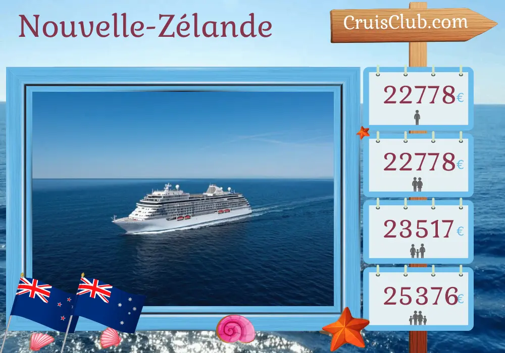 Croisière en Nouvelle-Zélande de Auckland à Sydney à bord du navire Seven Seas Explorer avec des visites en Nouvelle-Zélande et en Australie pendant 15 jours