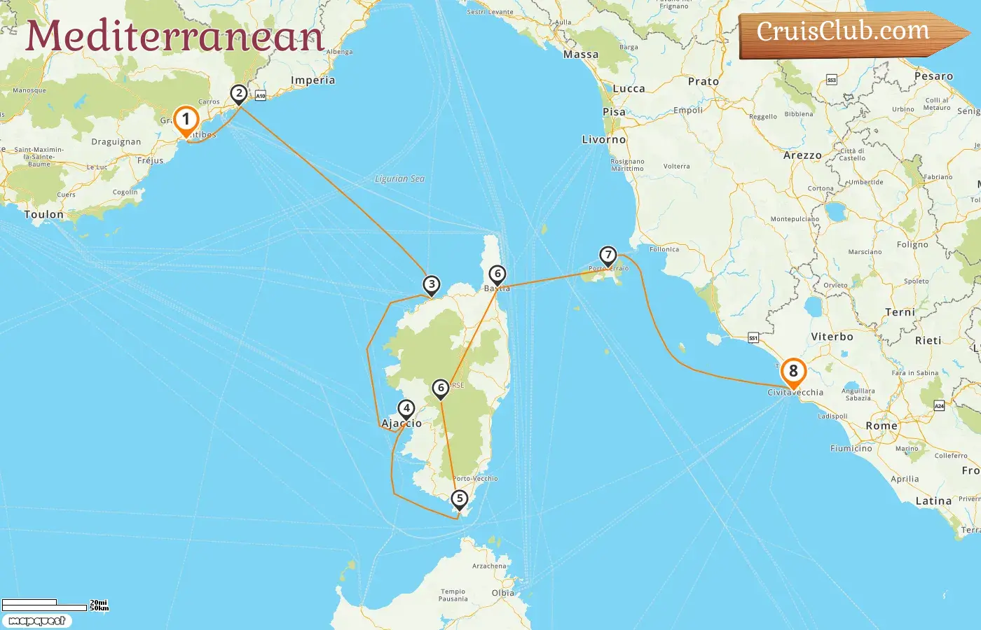 Mediterranean Cruise: Cannes to Civitavecchia with Star Flyer ship - France, Monaco, and Italy 8-day itinerary